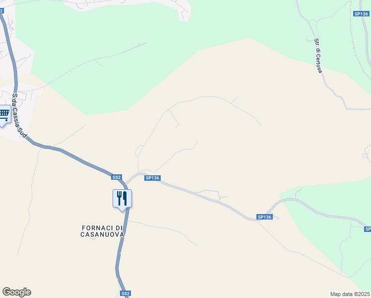 map of restaurants, bars, coffee shops, grocery stores, and more near Strada dei Fuochi in Siena
