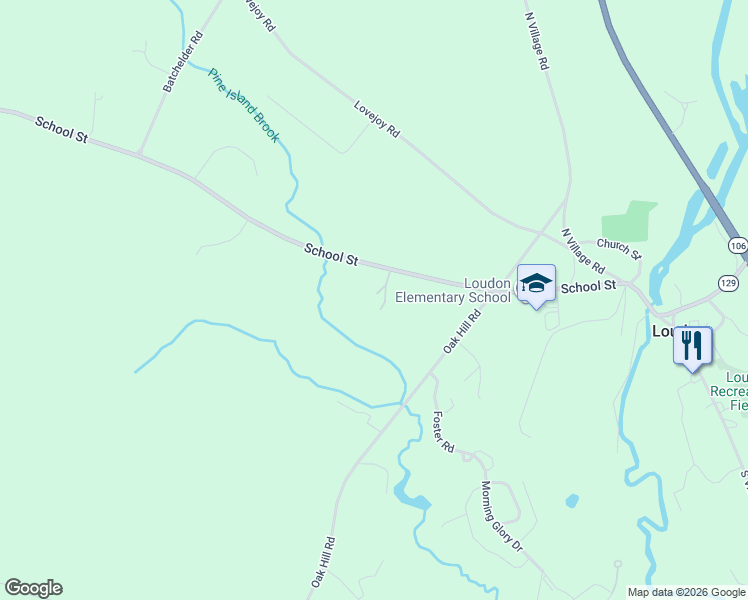 map of restaurants, bars, coffee shops, grocery stores, and more near 7115 School Street in Loudon