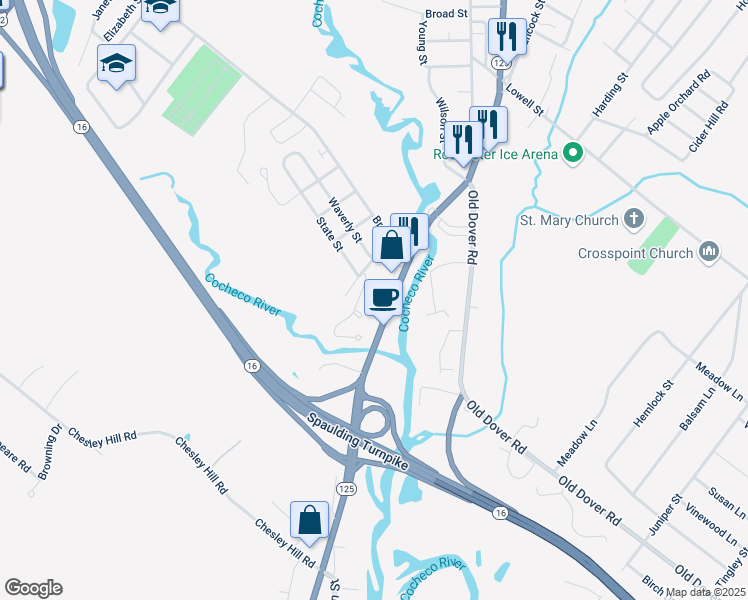 map of restaurants, bars, coffee shops, grocery stores, and more near 3 Cedarbrook Village in Rochester