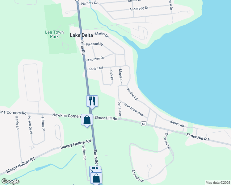 map of restaurants, bars, coffee shops, grocery stores, and more near 8789 Delta Ave in Rome