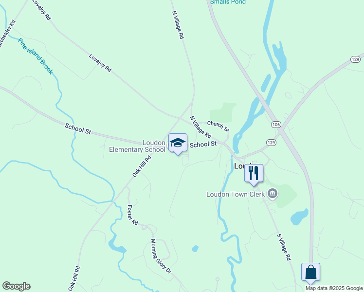 map of restaurants, bars, coffee shops, grocery stores, and more near 7039 School Street in Loudon