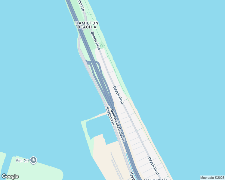 map of restaurants, bars, coffee shops, grocery stores, and more near 900 Beach Boulevard in Hamilton