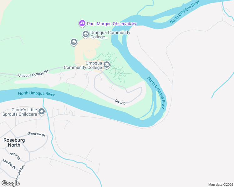 map of restaurants, bars, coffee shops, grocery stores, and more near 105 River Drive in Roseburg