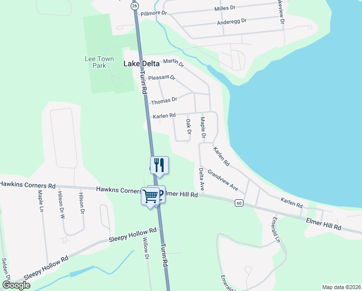 map of restaurants, bars, coffee shops, grocery stores, and more near 8789 Delta Avenue in Rome