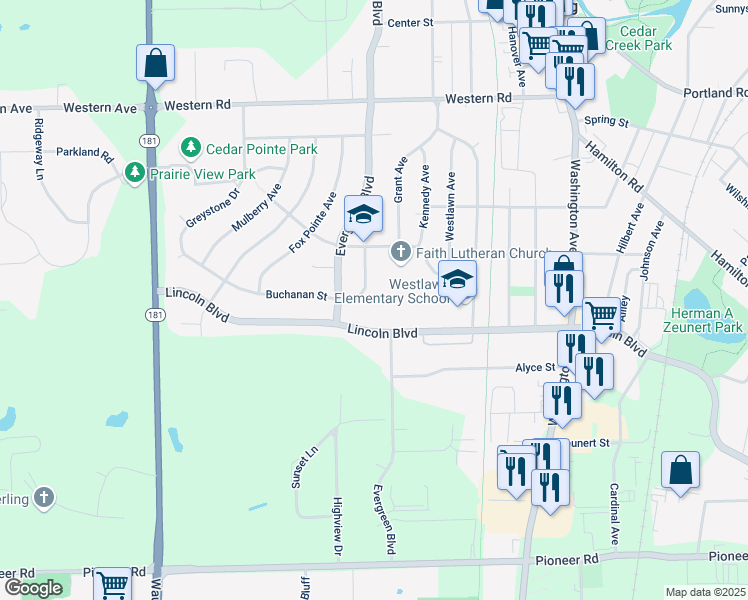 map of restaurants, bars, coffee shops, grocery stores, and more near N30W6830 Lincoln Boulevard in Cedarburg