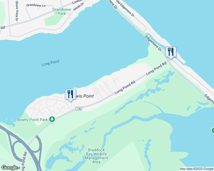 map of restaurants, bars, coffee shops, grocery stores, and more near 111 Long Pond Road in Rochester