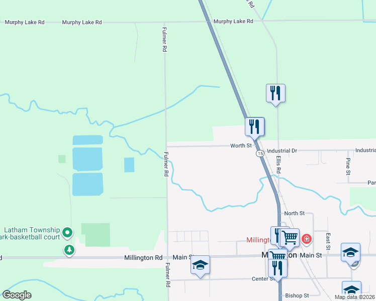 map of restaurants, bars, coffee shops, grocery stores, and more near 4964 Worth Street in Millington