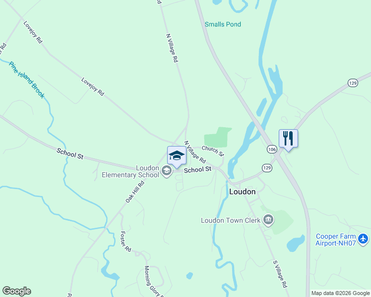 map of restaurants, bars, coffee shops, grocery stores, and more near 7004 Church Street in Loudon