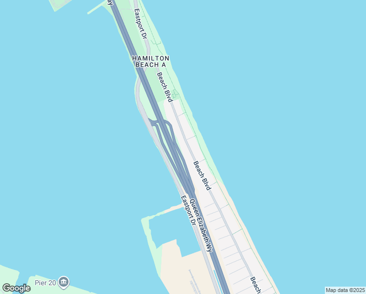 map of restaurants, bars, coffee shops, grocery stores, and more near 954 Beach Boulevard in Hamilton