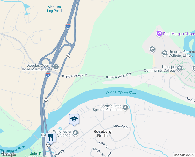 map of restaurants, bars, coffee shops, grocery stores, and more near Boatwatch Lane in Douglas County
