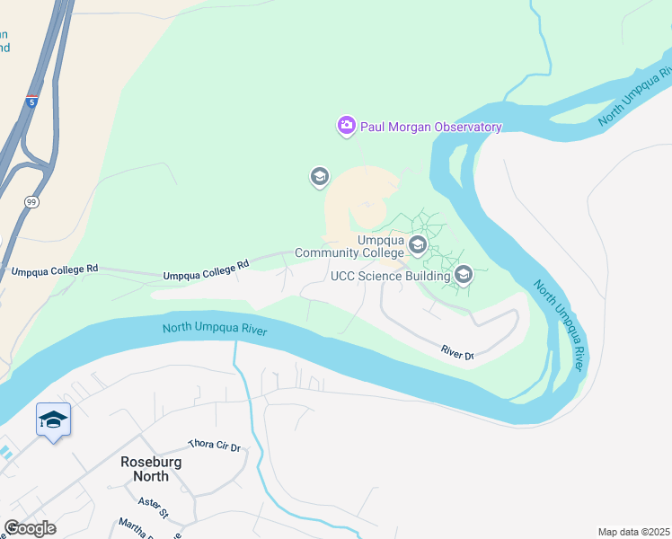 map of restaurants, bars, coffee shops, grocery stores, and more near 178 Songbird Court in Roseburg