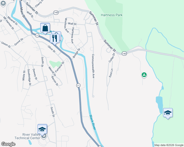map of restaurants, bars, coffee shops, grocery stores, and more near 179 Commonwealth Avenue in Springfield