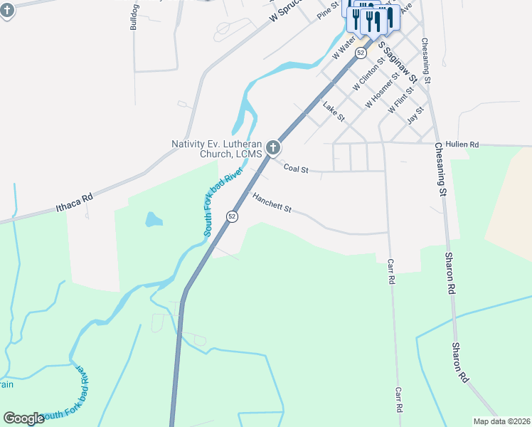 map of restaurants, bars, coffee shops, grocery stores, and more near 216 Hanchett Street in Saint Charles