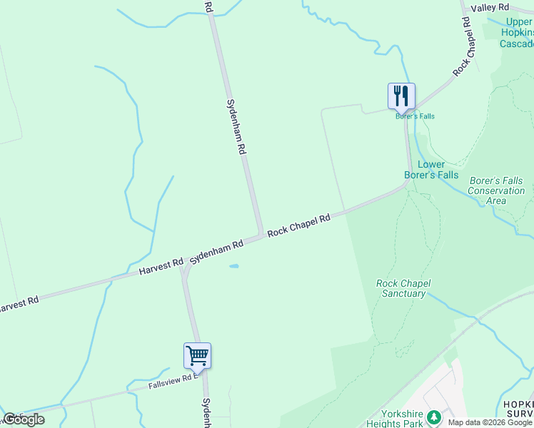 map of restaurants, bars, coffee shops, grocery stores, and more near 354 Sydenham Road in Hamilton
