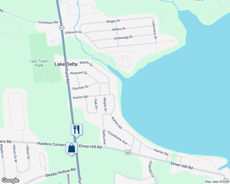 map of restaurants, bars, coffee shops, grocery stores, and more near 6381 Martin Dr in Rome