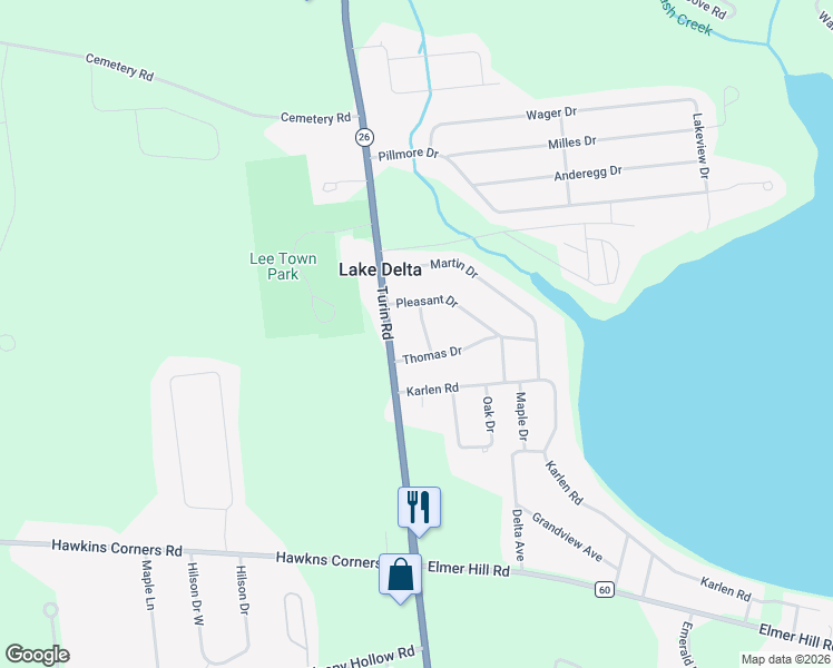 map of restaurants, bars, coffee shops, grocery stores, and more near 8681 Terrace Drive in Rome