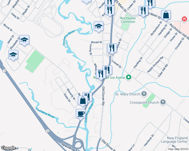 map of restaurants, bars, coffee shops, grocery stores, and more near 19 Wilson Street in Rochester