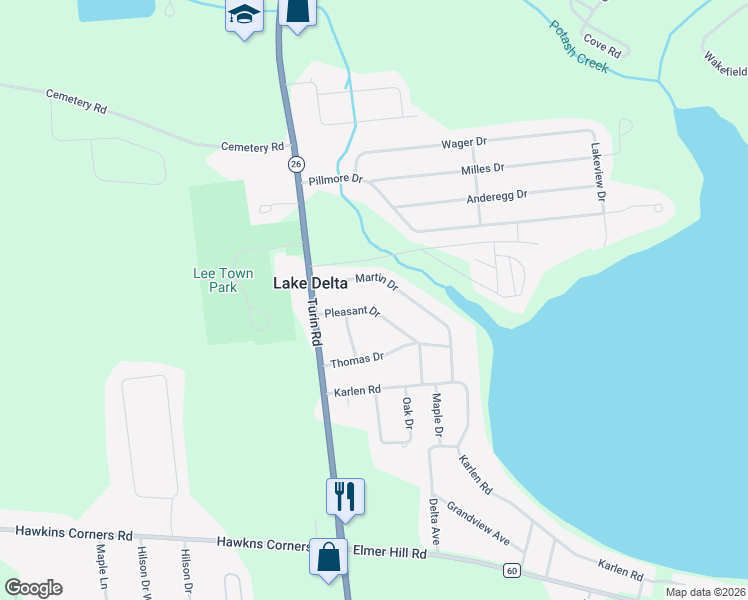 map of restaurants, bars, coffee shops, grocery stores, and more near 6322 Pleasant Drive in Rome