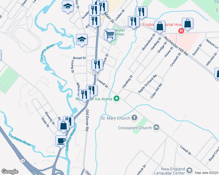 map of restaurants, bars, coffee shops, grocery stores, and more near 6 Willowbrook Drive in Rochester