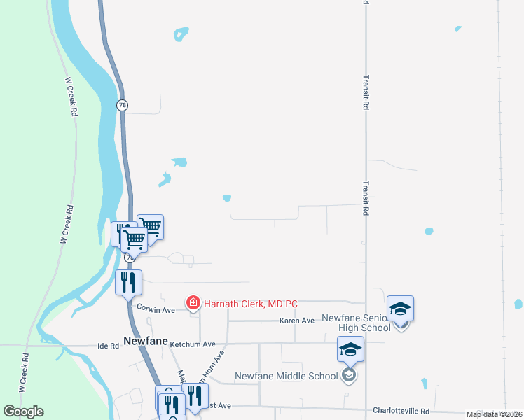 map of restaurants, bars, coffee shops, grocery stores, and more near 6133 Tachi Drive in Newfane