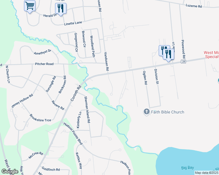 map of restaurants, bars, coffee shops, grocery stores, and more near 22 Essex Court in West Glens Falls