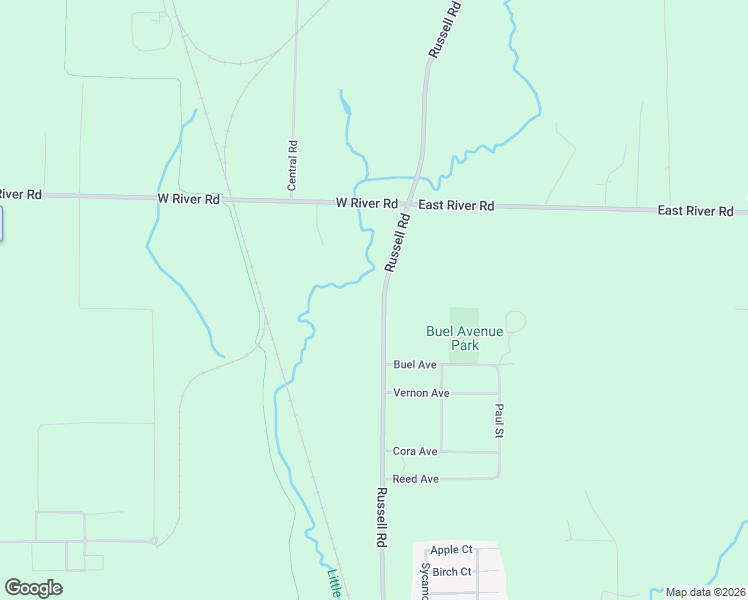 map of restaurants, bars, coffee shops, grocery stores, and more near 2051 Russell Road in North Muskegon