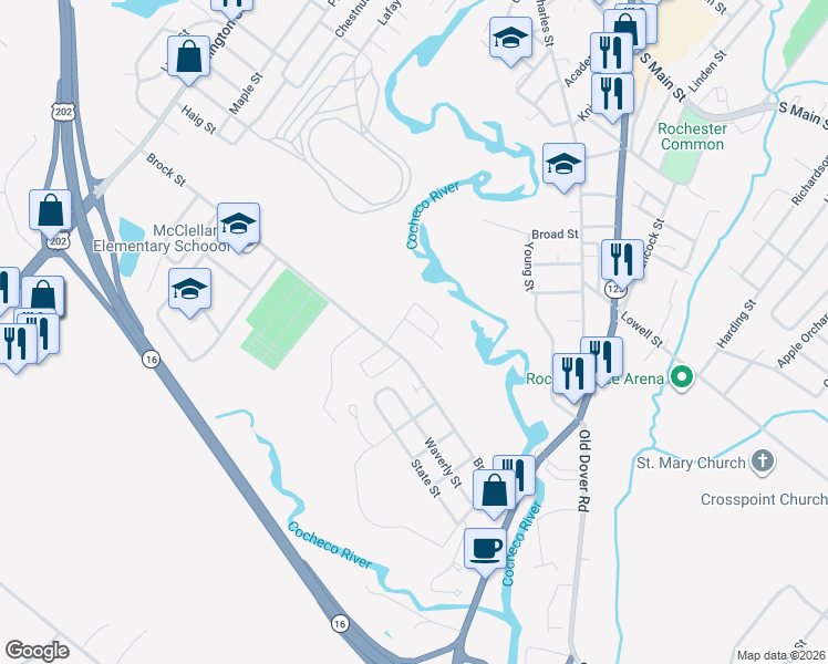 map of restaurants, bars, coffee shops, grocery stores, and more near 10 Nicole Street in Rochester