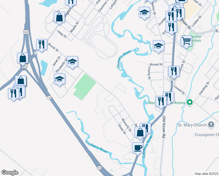 map of restaurants, bars, coffee shops, grocery stores, and more near 10 Nicole Street in Rochester