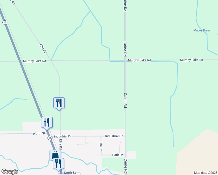 map of restaurants, bars, coffee shops, grocery stores, and more near 8240 Caine Road in Millington
