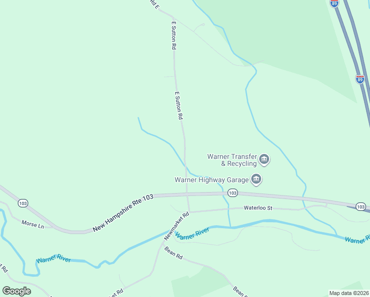 map of restaurants, bars, coffee shops, grocery stores, and more near 39 East Sutton Road in Warner
