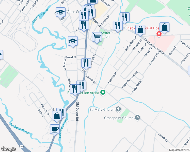map of restaurants, bars, coffee shops, grocery stores, and more near 6 Willowbrook Drive in Rochester