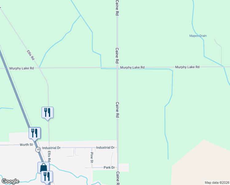 map of restaurants, bars, coffee shops, grocery stores, and more near 8240 Caine Road in Millington