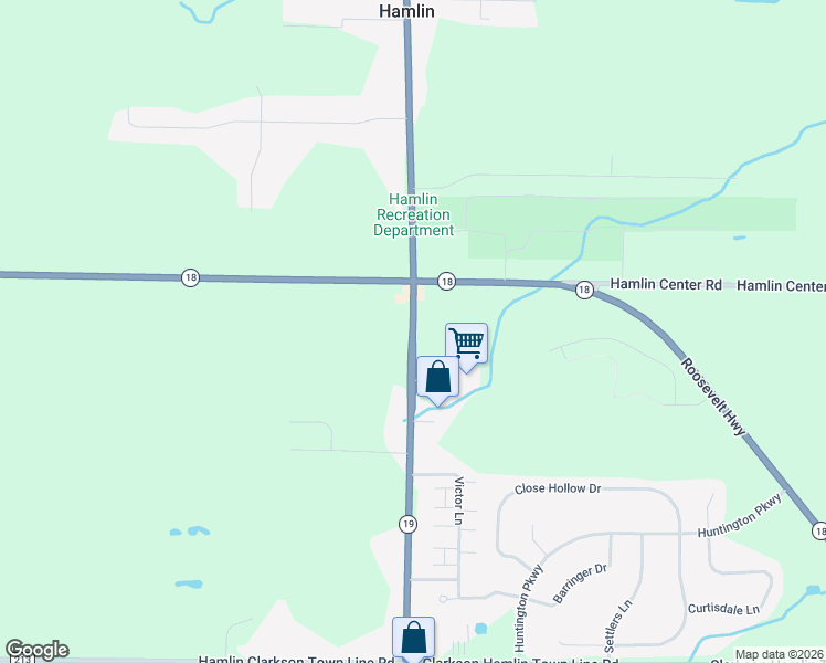 map of restaurants, bars, coffee shops, grocery stores, and more near 1736 Lake Road North in Hamlin