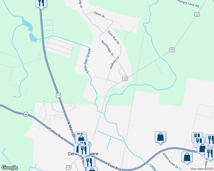 map of restaurants, bars, coffee shops, grocery stores, and more near 207 Hickory Way in Central Square