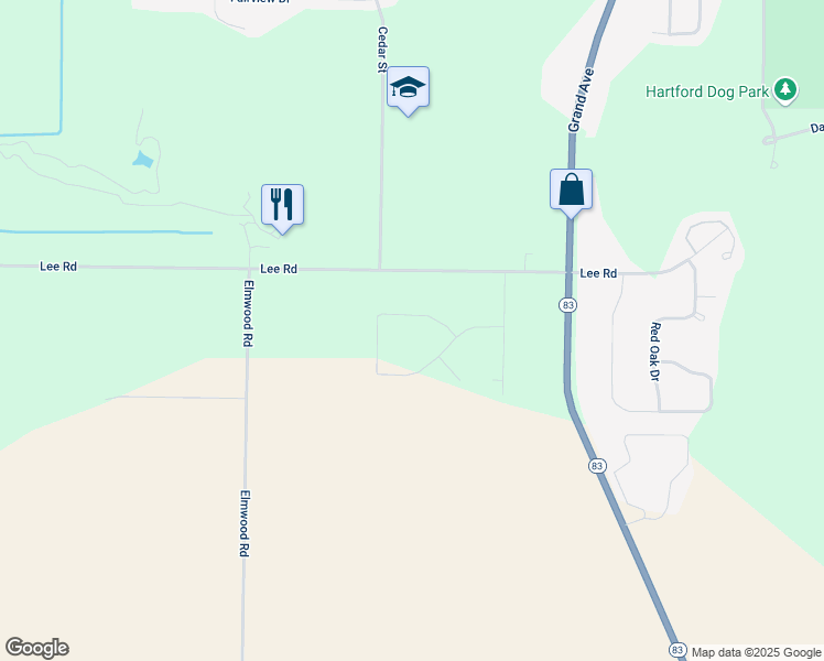 map of restaurants, bars, coffee shops, grocery stores, and more near 6977 Lark Avenue in Hartford