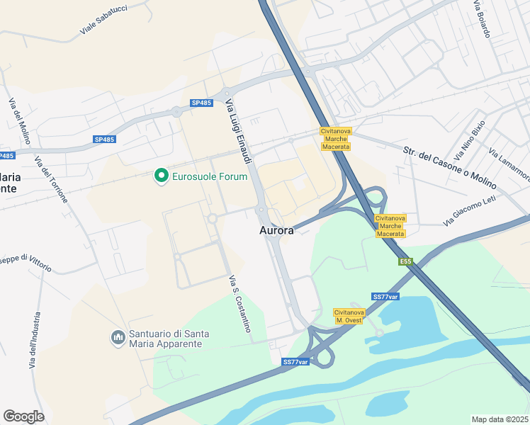 map of restaurants, bars, coffee shops, grocery stores, and more near 232 Via Luigi Einaudi in Aurora