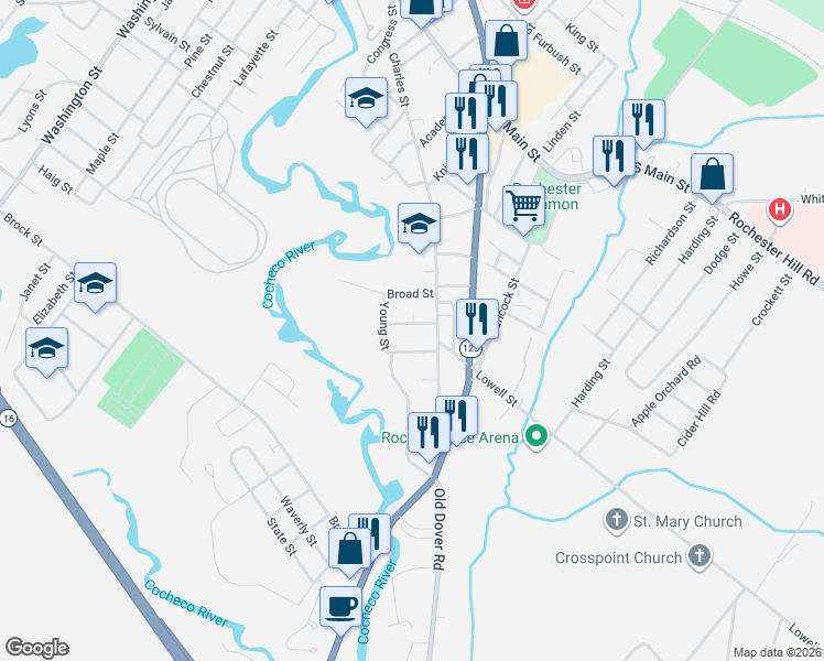 map of restaurants, bars, coffee shops, grocery stores, and more near 11 Copeland Drive in Rochester