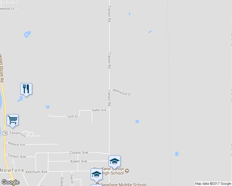 map of restaurants, bars, coffee shops, grocery stores, and more near 6231 Westwood Drive in Newfane