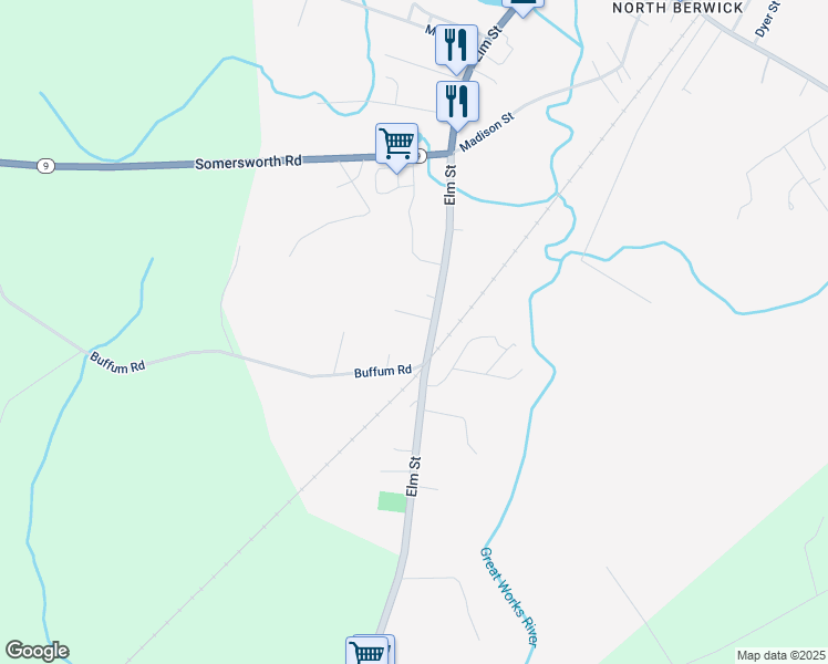 map of restaurants, bars, coffee shops, grocery stores, and more near 11 Elmwood Court in North Berwick