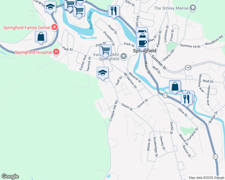 map of restaurants, bars, coffee shops, grocery stores, and more near 80 Union Street in Springfield