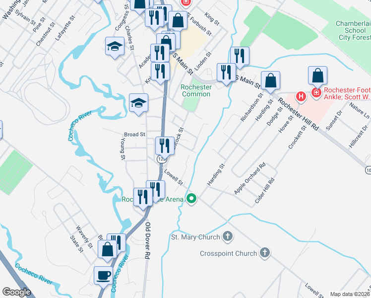 map of restaurants, bars, coffee shops, grocery stores, and more near 9 Hancock Terrace in Rochester