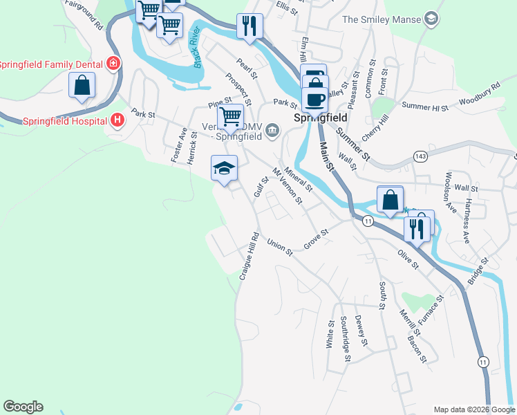 map of restaurants, bars, coffee shops, grocery stores, and more near 80 Union Street in Springfield