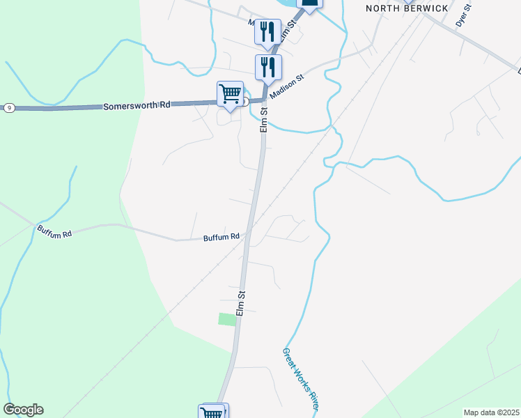 map of restaurants, bars, coffee shops, grocery stores, and more near 11 Elmwood Court in North Berwick