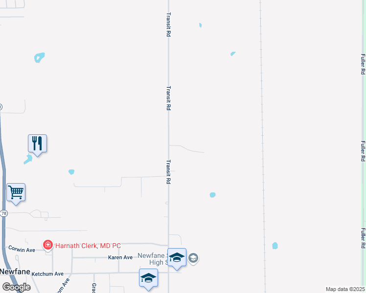 map of restaurants, bars, coffee shops, grocery stores, and more near 6231 Westwood Drive in Newfane