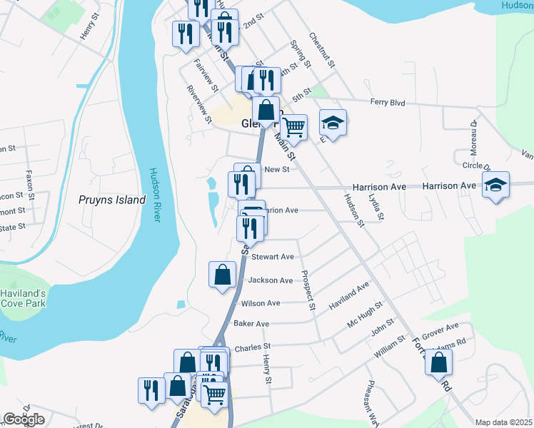 map of restaurants, bars, coffee shops, grocery stores, and more near 4 Marion Avenue in South Glens Falls