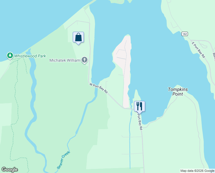 map of restaurants, bars, coffee shops, grocery stores, and more near 8180 West Port Bay Road in Wolcott