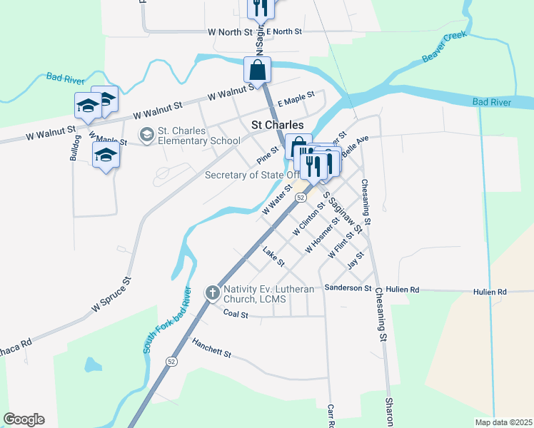map of restaurants, bars, coffee shops, grocery stores, and more near in Saint Charles