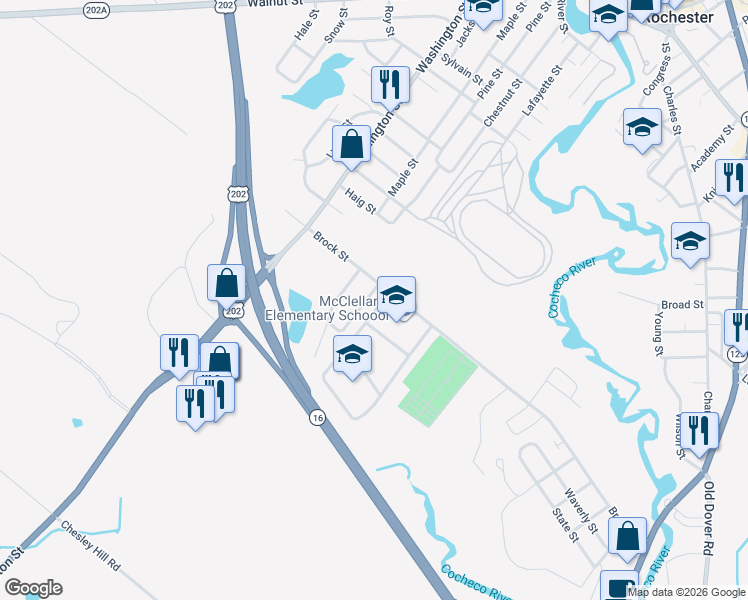 map of restaurants, bars, coffee shops, grocery stores, and more near 1 Elizabeth Street in Rochester