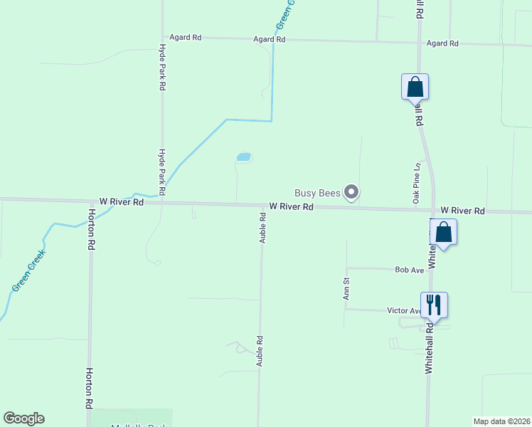 map of restaurants, bars, coffee shops, grocery stores, and more near 2190 Auble Road in Muskegon