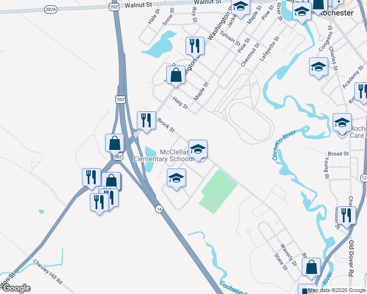 map of restaurants, bars, coffee shops, grocery stores, and more near 1 Elizabeth Street in Rochester